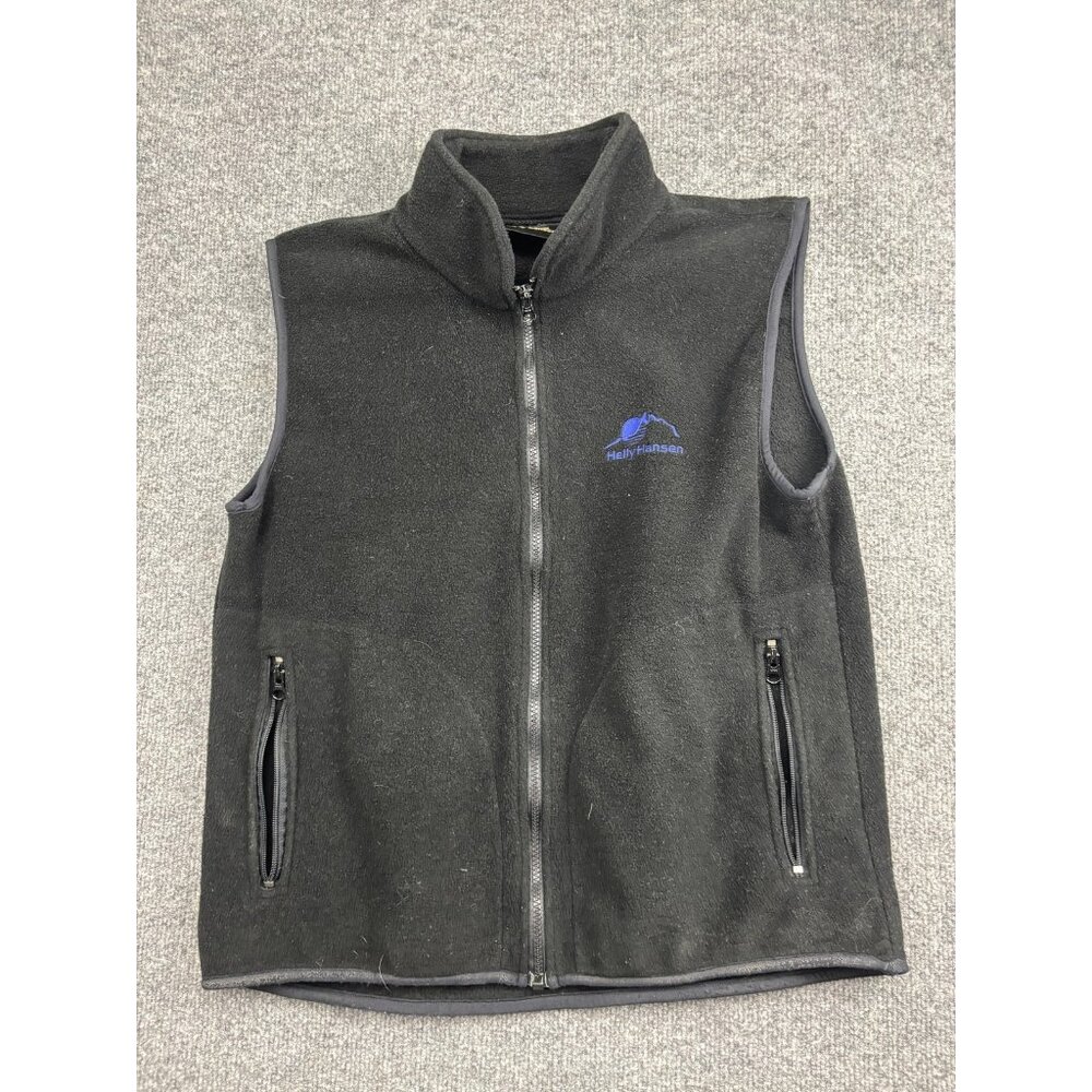 Helly Hansen Fleece Vest Mens Medium Black Full Zip‎ Pockets Outdoor Hiking